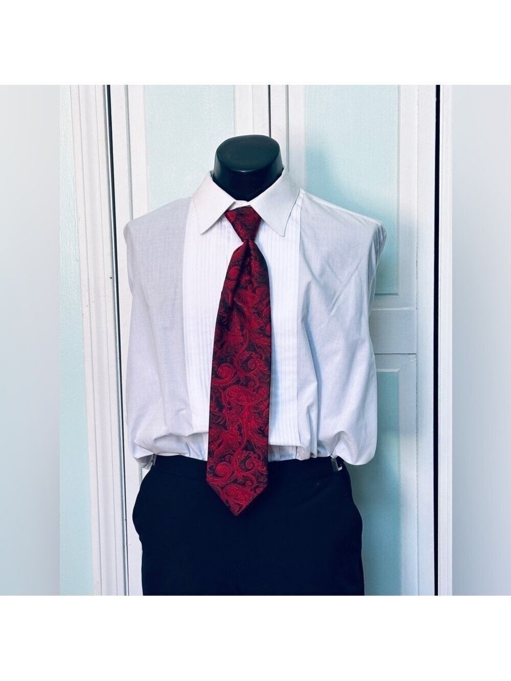 Scarlet Bright Red Apple Tie Wedding Prom Tuxedo Pre Tied clip tapestry paisley